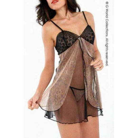 G World Intimates Gorgeous Tigress‎ Split front babydoll NEW O/S - Picture 2 of 5